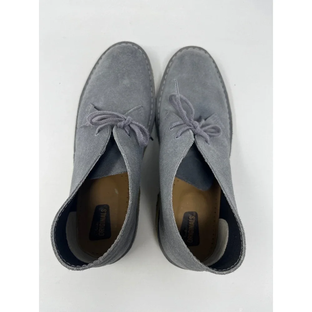 Clarks Originals Desert Boots Blue Grey Suede Chukka Lace Up Shoes Womens 10